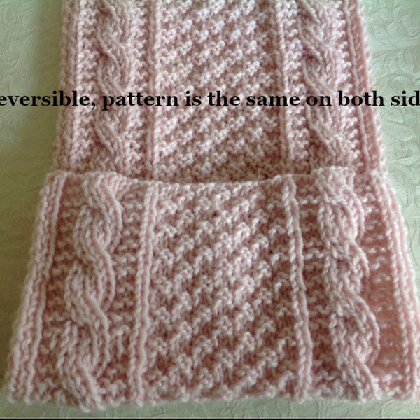 Scarf Knitting Pattern - Reversible Cables and Box Stitches