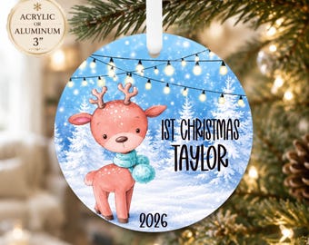 Personalized Baby's First Christmas Ornament, Reindeer Ornament