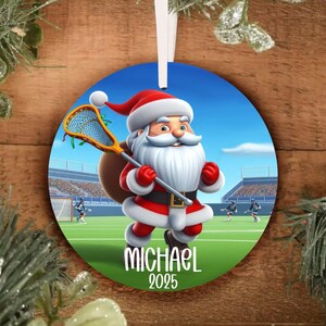 Personalized Santa Lacrosse Christmas Ornament, Personalized Lacrosse Ornament, Personalized Ornament, Personalized Lacrosse Christmas