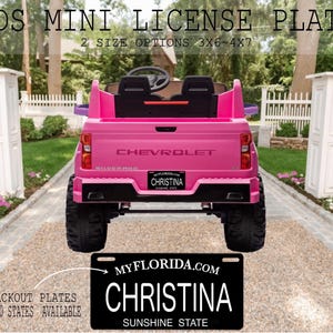 Personalized State Mini License Plate, Kids License Plate, Custom Blackout License Plate, Car Toy Plate, Bike Accessory, Power Car Plate,