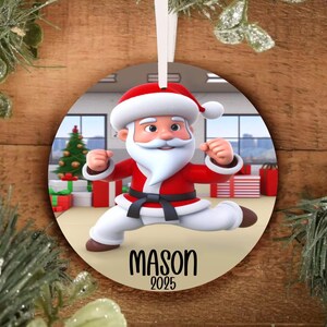 Personalized Santa Karate Martial Arts Ornament, Karate Christmas Ornament - Personalized Christmas Ornament - Team Sports Gift Ornament