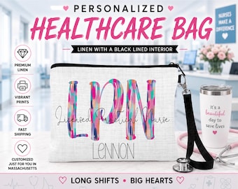 LPN Medical Personalized Bag, Lpn Make Up Bag, Personalized Lpn Bag, Lpn Coworker Gift, Nursing Bag, Nurse Apprecialtion Week Gift