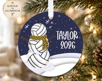 Volleyball Christmas Ornament – Personalized Volleyball Snowman Gift – Custom Holiday Keepsake for Players, Teams & Coaches