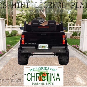 Personalized State Mini License Plate, Kids License Plate, Custom License Plate, Personalized Car Toy, Bike Accessory, Power Car Plate
