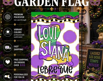 Mardi Gras Garden Flag, Fleur De Lis Welcome Sign, New Orleans Decor, Fat Tuesday Yard Flag
