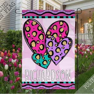 Valentines Heart Garden Flag, Valentine&#39;s Day Personalized Flag, Garden Flag, Garden Decor, February Flag, Valentines House Decoration