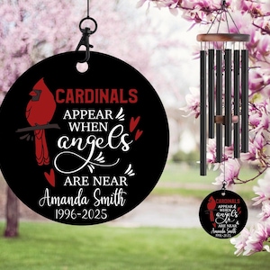 Remembrance Cardinals Appear Memorial Wind Chime, Bereavement Gift, Remembrance Chime, Sympathy Gift, In Tribute, In Loving Memory of