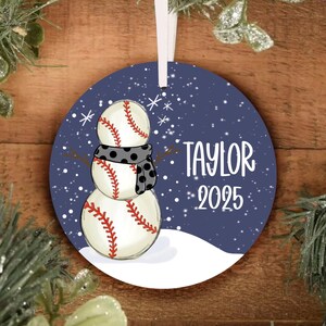 Personalized BASEBALL Snowman Ornament - Baseball Christmas Ornament - Personalized Christmas Ornament - Sports Ornament