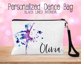 Dance Recital Lined Cosmetic Bag, Dance Recital Gift, Personalized Recital Cosmetic Bag, Ballet Dance Make-up Bag, Dance Competition Gift