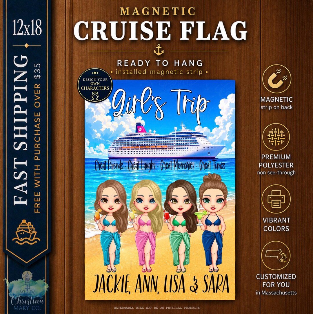Magnetic Girls Trip Cruise Sign, Cruise Door Flag, Cruise Door ...
