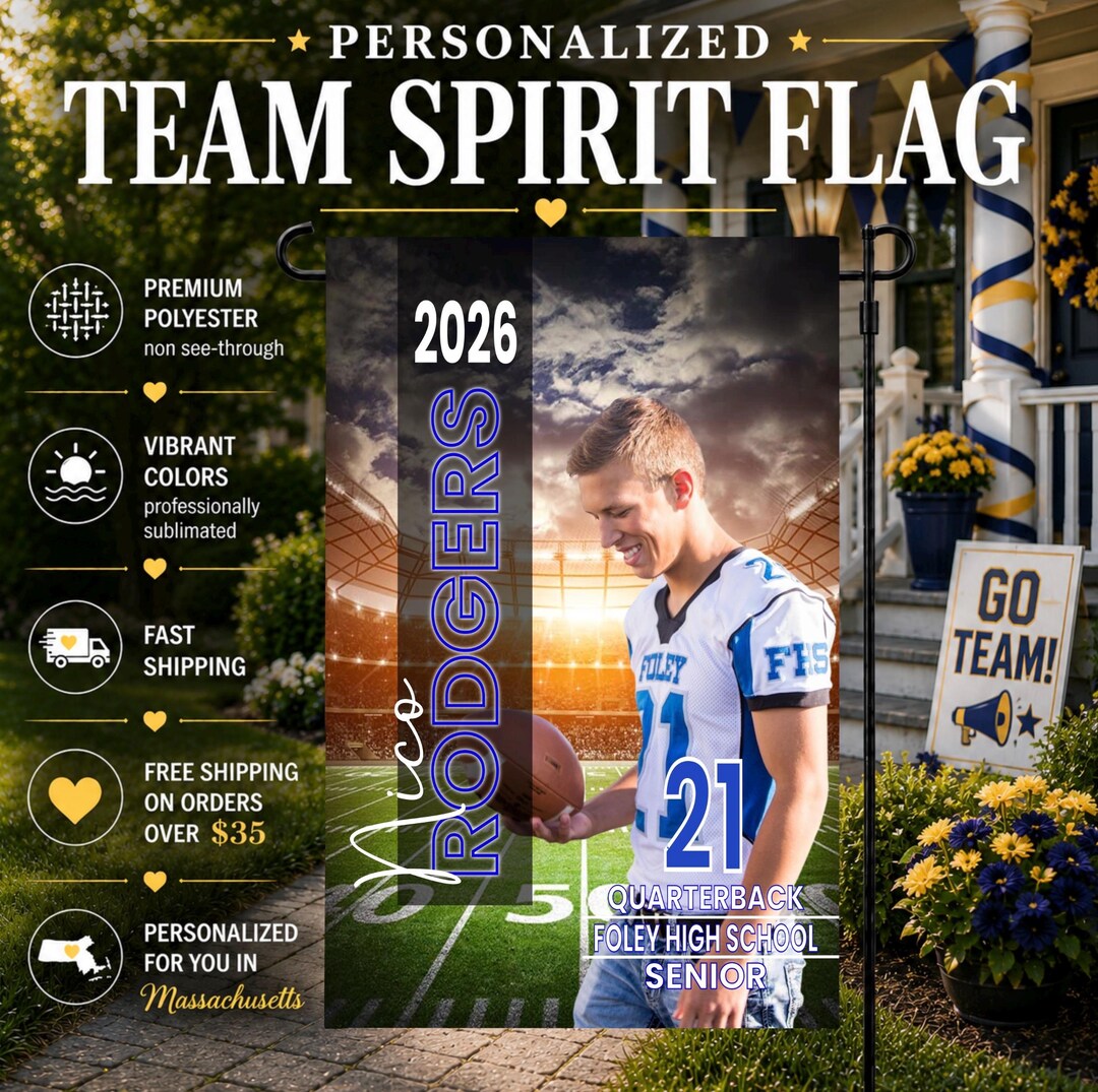 Personalized Football Senior Banner Flag, High School Varsity Team ...