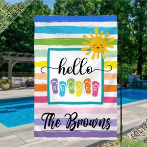Hello Summer Garden Flag, Flip Flop, Flag, Summer House Flag, Garden Decor, Yard Decoration, Outdoor Decor, House Warming Gift, Welcome Flag