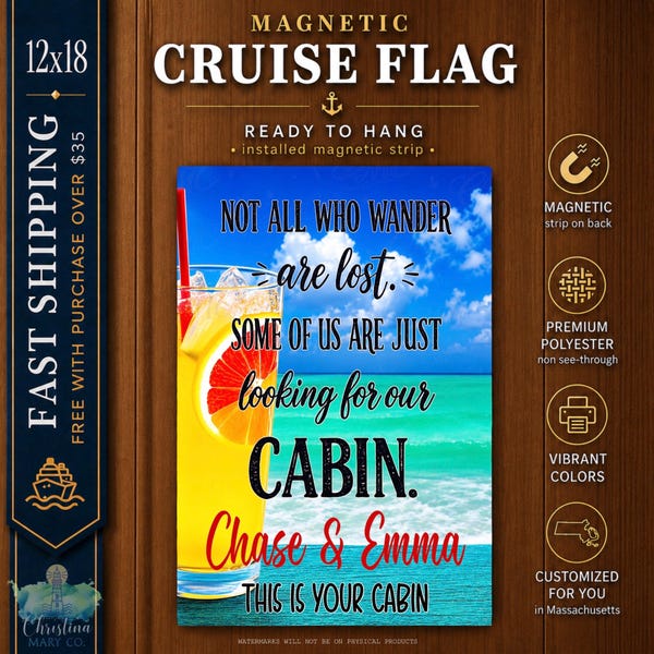 Cruise Door Sign Magnet, Not All Who Wander, Magnetic Cruise Door Decoration, Cruise Door Sign, Cruise Door Flag, Cruise Door Banner