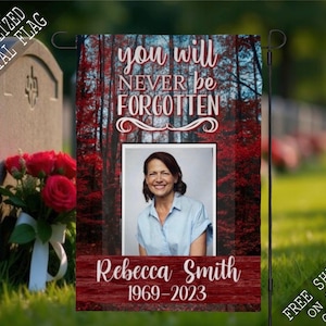 Fall Personalized Picture Memorial Garden Flag, Cemetery Flag, Sympathy Flag, Remembrance Flag, Outdoor Flag, Funeral Flag, Funeral Gift