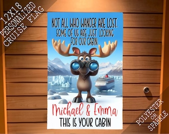 Alaska Cruise Magnet Flag , Moose Cruise Door, Alaska Cruise Sign, Cruise Door Decoration, Cruise Door Magnet, Couples Cruise Sign, Banner