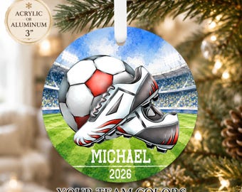 Personalized SOCCER Team Color Watercolor Ornament - SOCCER Christmas Ornament - Personalized Christmas Ornament - Sports Ornament