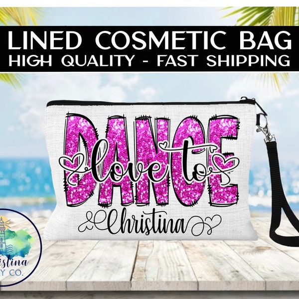 Dance Recital Lined Cosmetic Bag, Dance Recital Gift, Personalized Recital Cosmetic Bag, Ballet Dance Make-up Bag, Dance Competition Gift