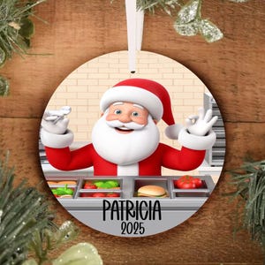 Personalized Santa School Cafeteria Worker Christmas Ornament, Personalized Co-Worker Ornament, CoWorker Christmas Gift, Christmas Boss Gift