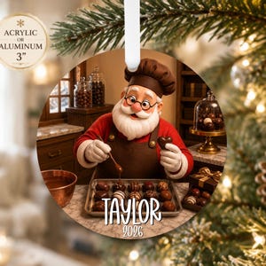 Chocolatier Santa Christmas Ornament - Candy Maker Holiday Decor