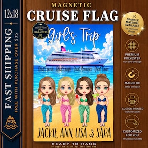 Magnetic Girls Trip Cruise Sign, Cruise Door Flag, Cruise Door Decoration, Cruise Door Sign,Cruise Door Flag, Cruise Door Banner, Character