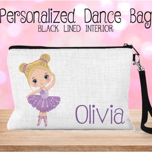 Dance Recital Lined Cosmetic Bag, Dance Recital Gift, Personalized Recital Cosmetic Bag, Ballet Dance Make-up Bag, Dance Competition Gift