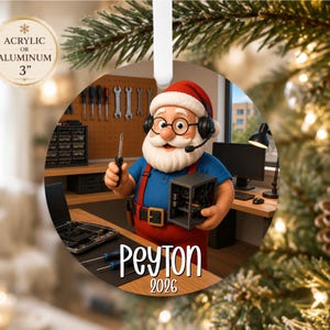 Computer Technician Christmas Ornament Santa – IT Repair Personalized Holiday Gift