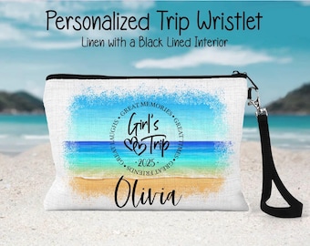 Girls Trip Beach Cosmetic Bag, Personalized Girls Trip Vaca Bag, Girls Weekend Custom Bag, Girls Trip Group Gift, Girls Trip Custom Bag