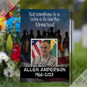 Military Flag Picture Memorial Garden Flag, Cemetery Flag, Sympathy Flag, Remembrance Flag, Outdoor Flag, Funeral Flag, Funeral Gift
