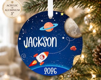 SPACE Ornament, Space Christmas Ornaments, Space Christmas Ornament, Personalized Kids Ornament, Personalized Planet Ornament