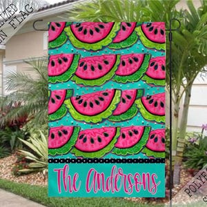 Watermelon Summer Garden Flag, Hello Summer House Flag, Garden Decor, Yard Decoration, Outdoor Decor, House Warming Gift, Welcome Flag