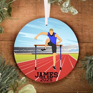 Personalized Boys Track and Field Hurdles Christmas Ornament, Personalized Ornament, Ornament, Track Ornament, High School College