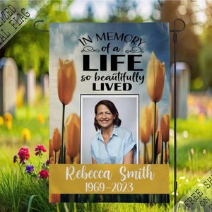 Personalized Tulip Memorial Garden Flag: Remembrance Photo Flag