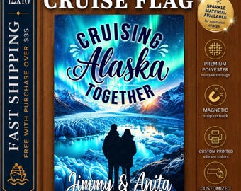 Cruise Door Magnet, Alaska Couple Cruise Flag, Cruise Door Decoration, Cruise Cabin Door Sign, Magnetic Cruise Door Flag, Cruise Door Banner