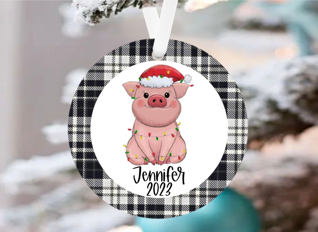 Pig Ornament, Personalized Pig Christmas Ornament, Personalized