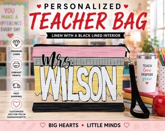 Teacher Pencil Bag, Personalized Teacher Bag, Teacher Survival Gift, School Gift, Teacher Appreciation Gift, Favorite Teacher Gift