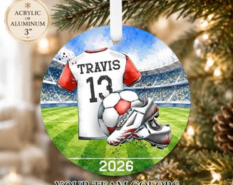 Personalized SOCCER Jersey Watercolor Ornament - SOCCER Christmas Ornament - Personalized Christmas Ornament - Sports Ornament