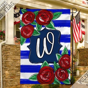 Patriotic Floral July 4th Garden Flag, Summer House Flag, Garden Decor, Yard Decoration, Outdoor Decor, House Warming Gift, Welcome Flag