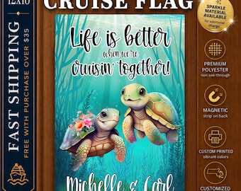Cruise Door Magnet Sign Turtle Couple Cruise Flag, Cruise Door Decoration, Cruise Door Sign, Cruise Door Flag, Cruise Door Banner Magnetic