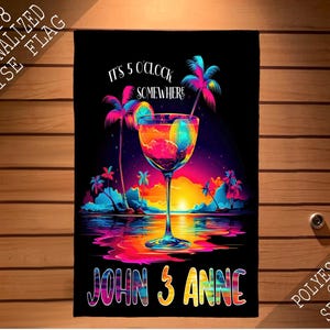 Cruise Door Magnet,  5 PM Sign Banner Flag, Cruise Door Decoration, Cruise Cabin Door Sign, Magnetic Cruise Door Flag, Cruise Door Banner