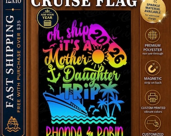 Cruise Magnet, Mother & Daughter Cruise Door Flag, Cruise Door Decoration, Cruise Door Sign, Cruise Door Flag, Cruise Door Banner