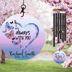Always With You Butterfly Windchime, Bereavement Gift, Remembrance Wind Chime, Sympathy Gift, In Tribute,In Loving Memory of Wind Chime