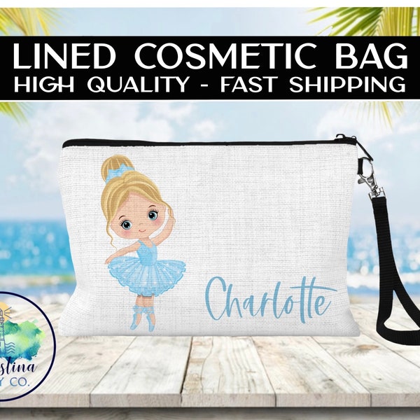 Dance Recital Lined Cosmetic Bag, Dance Recital Gift, Personalized Recital Cosmetic Bag, Ballet Dance Make-up Bag, Dance Competition Gift