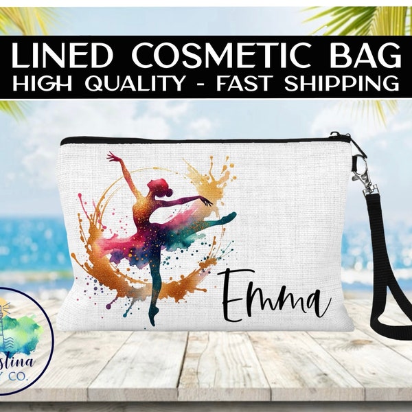 Dance Recital Lined Cosmetic Bag, Dance Recital Gift, Personalized Recital Cosmetic Bag, Ballet Dance Make-up Bag, Dance Competition Gift