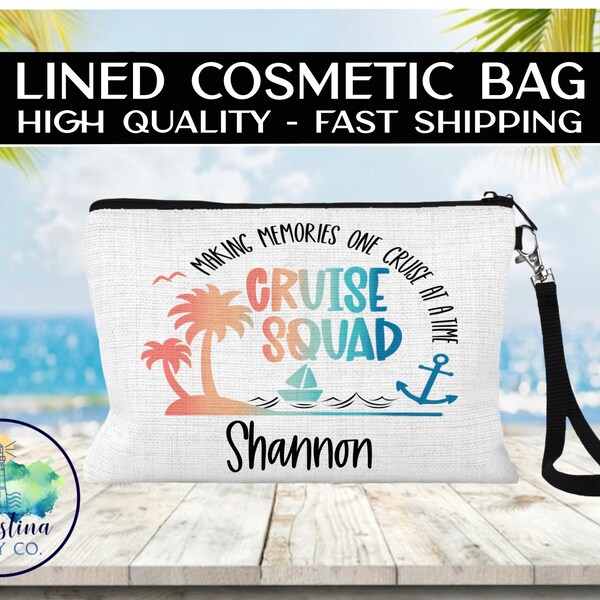 Cruise Girls Trip Lined Cosmetic Bag, Personalized Girls Trip Bag, Girls Weekend Custom Bag, Girls Trip Group Gift, Girls Trip Custom Bag