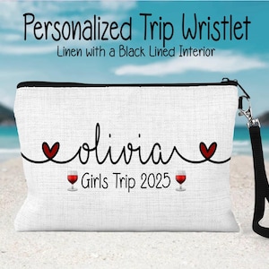 Girls Wine Trip Cosmetic Bag, Girls Weekend Makeup Bag, Toiletry Bag, Cosmetic Bag, Girls Trip Bag, Girls Trip Gift, Winecation, Oh Sip Trip