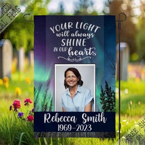 Personalized Northern Lights Memorial Garden Flag: Remembrance Gift