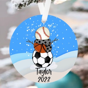 Personalized MULTI SPORT Snowman Ornament - Multi Sport Christmas Ornament - Personalized Christmas Ornament - Sports Ornament