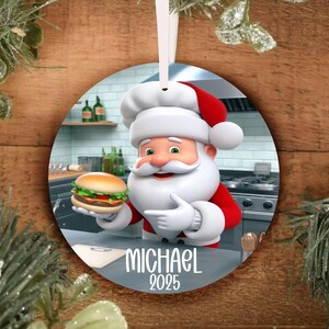 Personalized Santa Chef Cook Christmas Ornament, Personalized Co-Worker Ornament, CoWorker Christmas Gift, Christmas Boss Gift