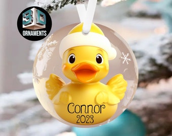 3D Christmas Rubber Duck Ornament, Personalized Duck Duckie Family Ornament,Personalized Duck Ornament, Personalized Yellow Duck Gift
