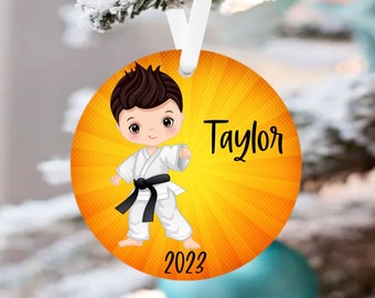 Personalized Boys Karate Christmas Ornament, Personalized Karate Ornament, Karate Gift, Girls Sports Ornament